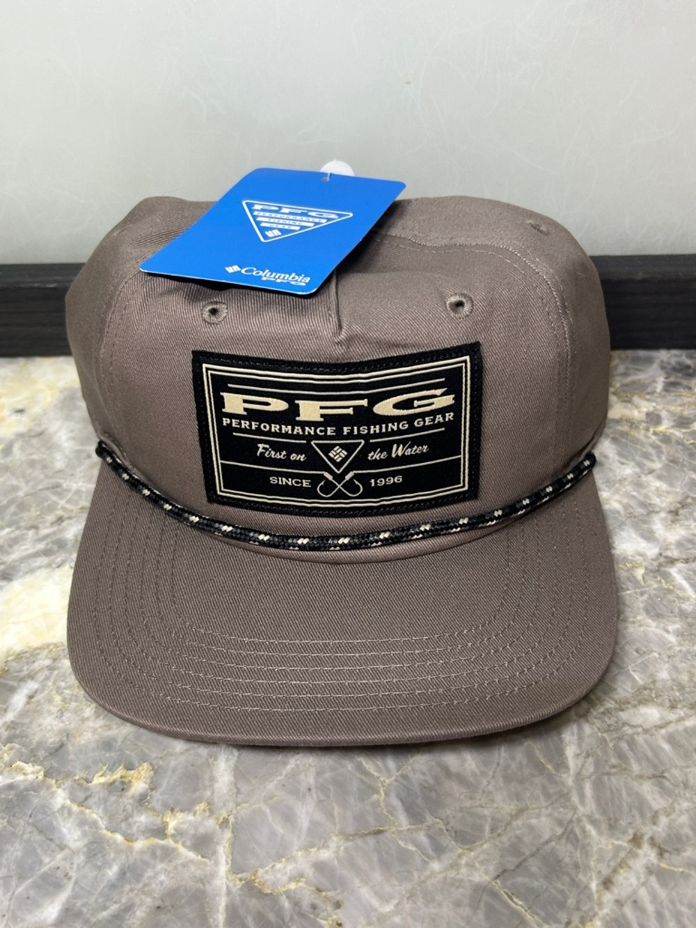 Columbia Taupe PFG Fishing Cap with Black & Cream Rope